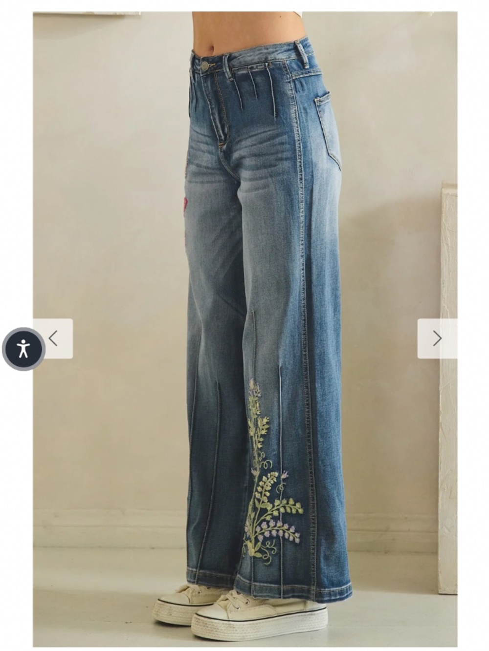 🎉 OLI & HALI “Big Sky“ OLI and HALI DARTED PANTS WITH FLORAL EMBROIDERY 61A - Picture 6 of 9